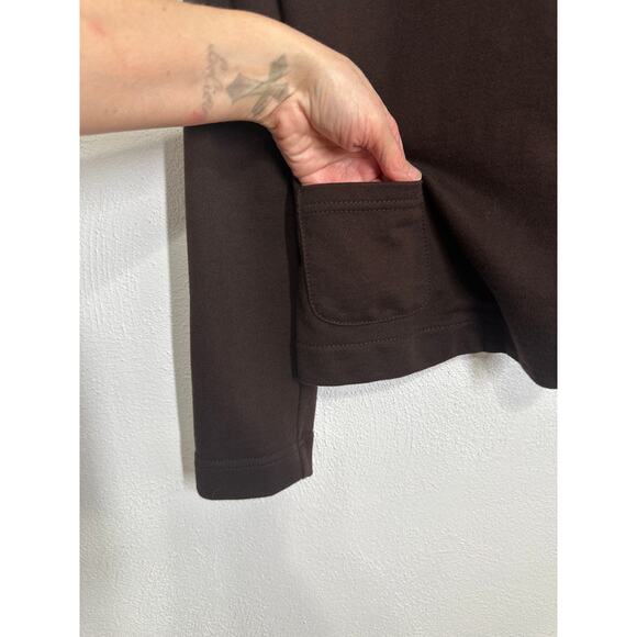 LRL Lauren Jersey Cardigan Blazer S Brown Leather Buckle Preppy Equestrian - Picture 5 of 13